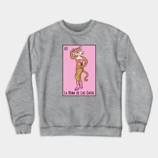 La Reina de los Gatos // Mexican Luchador Cat Loteria Card Crewneck Sweatshirt